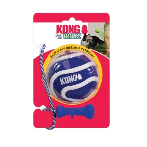Apportboll 6,5 cm med rep för draglek – KONG Wavz Bunjiball M